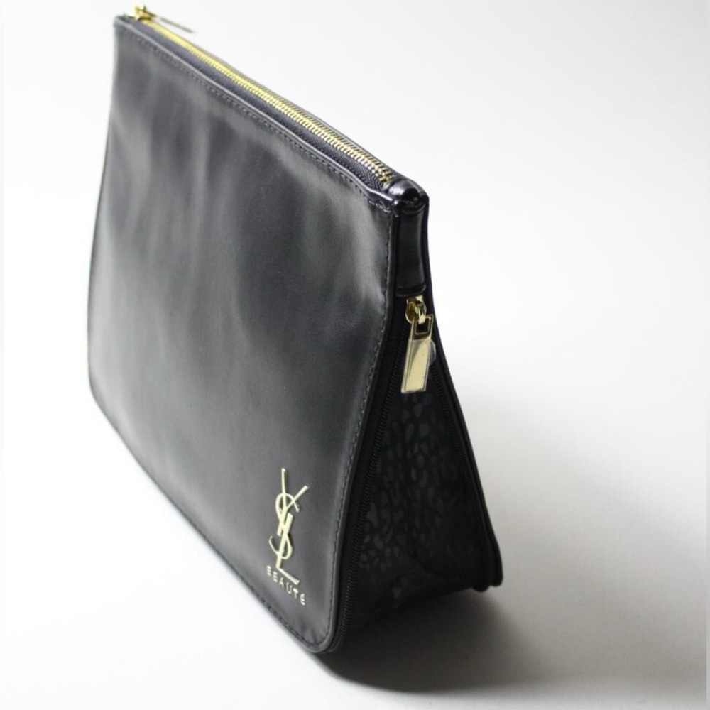 Yves Saint Laurent Black Beauty Pouch w/ YSL Leopard Case 8”x6.5”x2” 8”x2”x2.5” - Picture 2 of 16